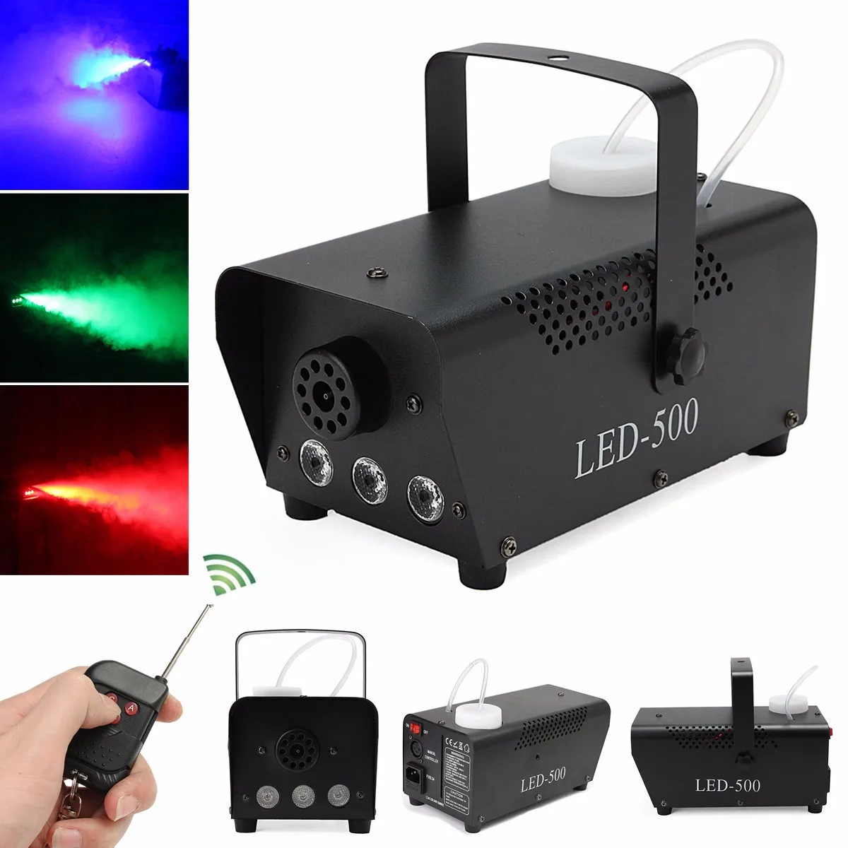 Миниатюрная светодиодная RGB Беспроводная туманная дымовая машина 500 Вт Эффект