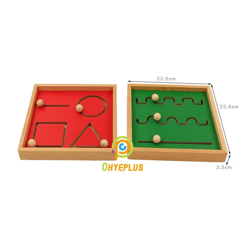 Juguetes Educativos Montessori para preparaci&oacute;n de escritura, tabla de madera curva de l&iacute;neas rectas/formas geom&eacute;tricas para entrenamiento de dedos, Juego de 2 unidades-1