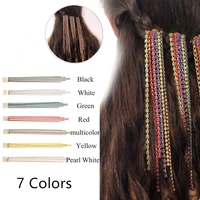 7colors fashion metal head chain long tassel colorful crystal beads drill chain wig extension clip hair accessories women gift