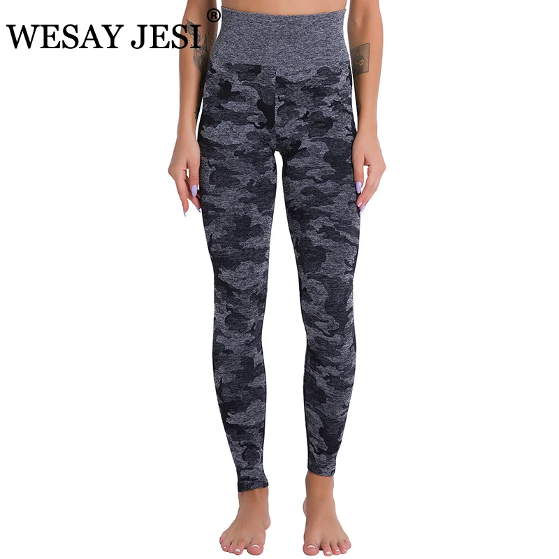 

WESAY JESI Women's High Waisted Yoga Pants Sport Fitness Camouflage Leggings Activewear Gym Elastic Tights Seamless Leggings