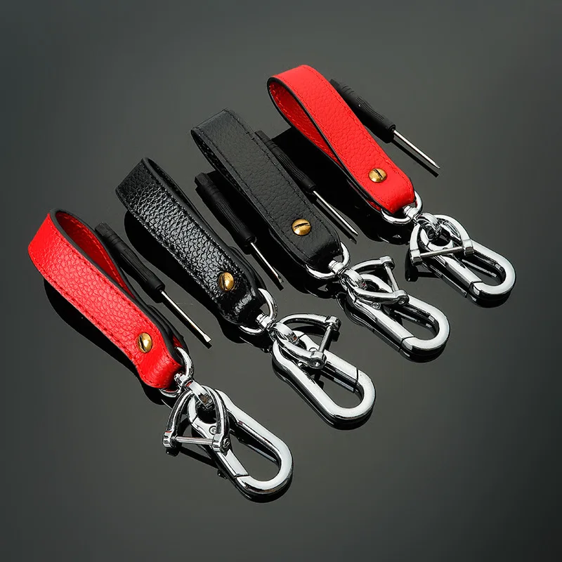 

Tiger Fox Leather Metal Luxury Keychain Car Waist Keychains Black Red Leather Luxury Keyrings Key Chain Keyholder Gifts
