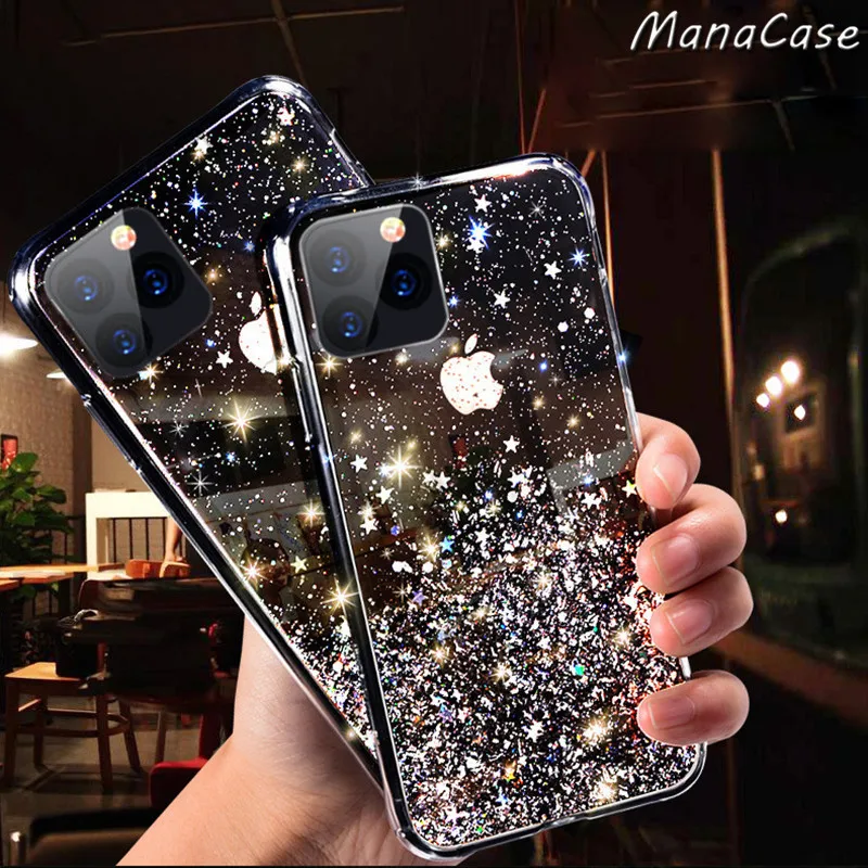 Чехол накладка Njieer для Apple iPhone (iPhone 6 11 Pro Max) прозрачный со стразами 4 цвета|Бамперы|