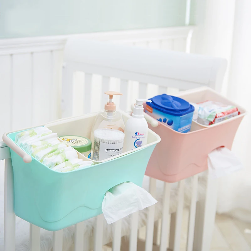 Newborn Baby Crib Bed Hanging Storage Box Inafnt Nappy Diaper Organizer Box Portable Children Bedding Storage Rack Food Grade PP