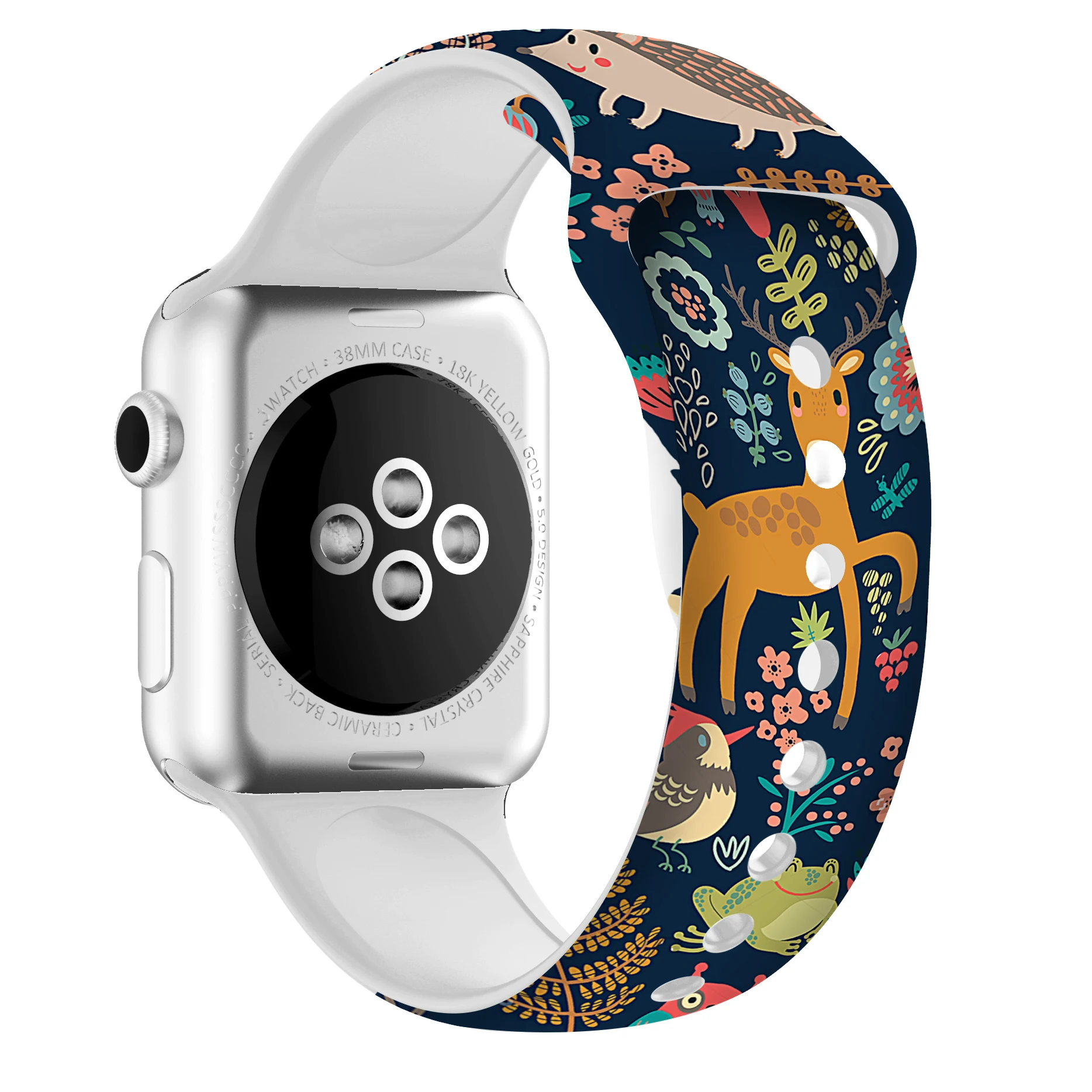 Силиконовый напечатанный Рождественский подарок ремешок для Apple watch 5 4 3 2 1 полосы 40 мм 44 мм цветочный ремешок для iWatch серии 5 4 3 2 38 мм 42 мм