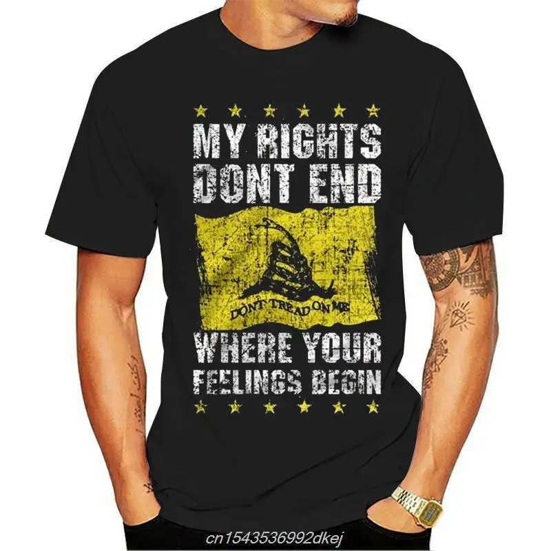 My Rights Dont End - Dont Tread On Me T Shirt Print 100% Cotton Mens Summer O-neck  Men Women Cartoon Casual Short