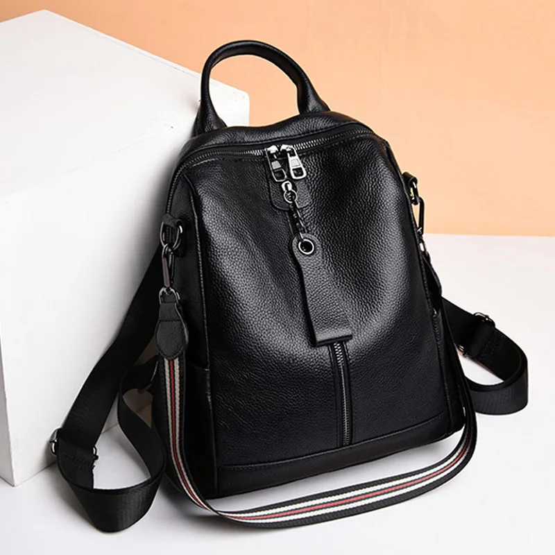 Новинка 100% Кожаный Модный женский рюкзак многофункциональный женская сумка