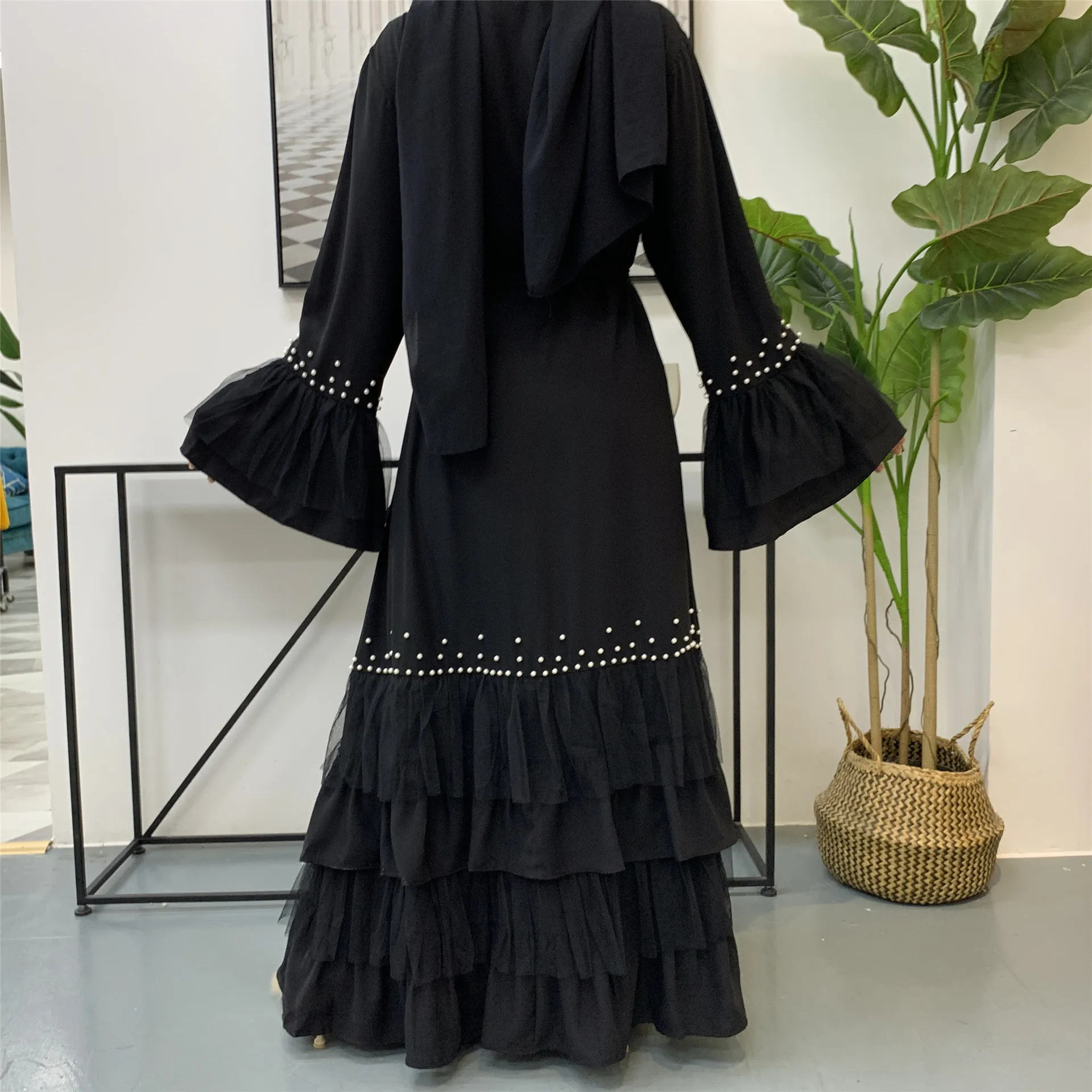 

mesh open Abaya Dubai Kimono Kaftan Hijab Muslim Dress Turkey Robe Longue Femme Abayas For Women Jilbab Caftan Islamic Clothing