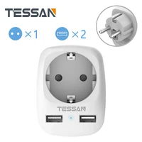tessan travel adapter mini size socket with 2 usb charging ports eu plug power strip wall outlet
