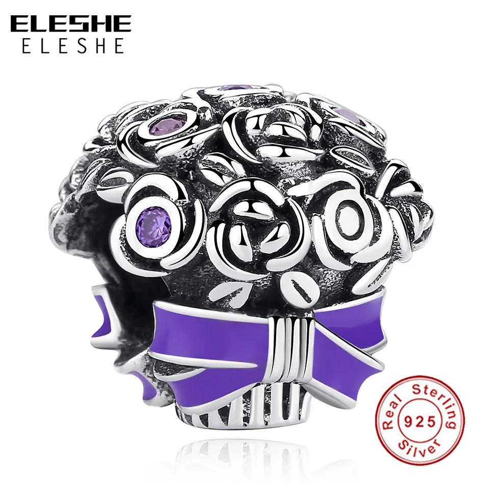 Оригинальный 925 стерлингового серебра браслеты с подвесками невесты цветы