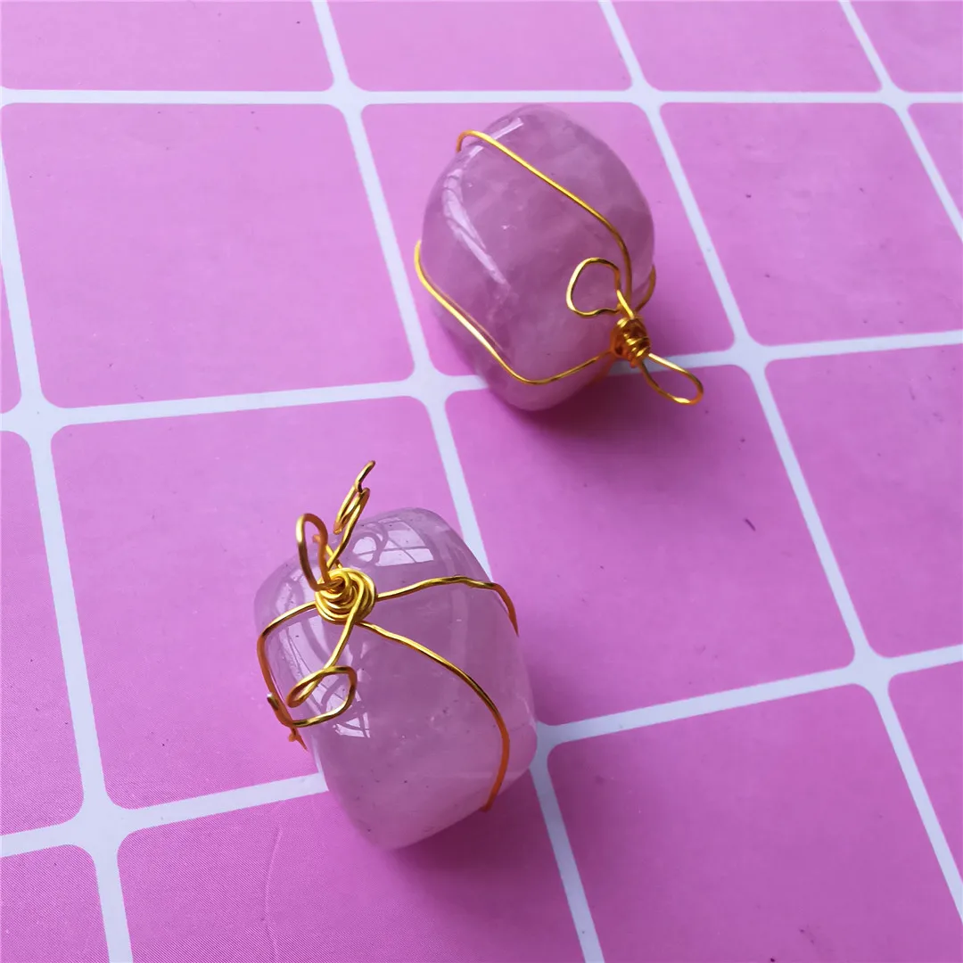 

3pcs Natural quartz crystal stones and minerals rose quartz pendant for jewelry making reiki gifts decor