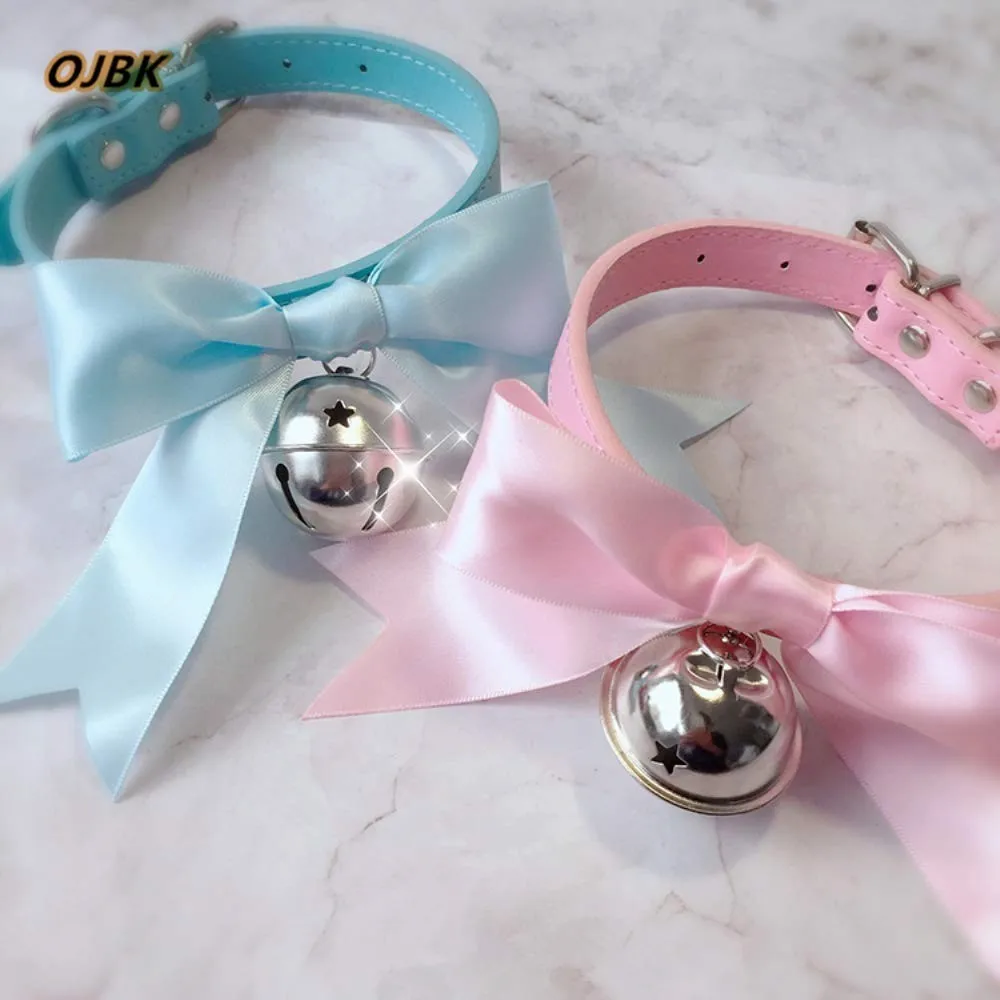 

Ribbon Bow with Bell Leather Choker Collar Lolita Necklace Sailor Moon Costume Cosplay Sexy Toys for Women SM bdsm bondage