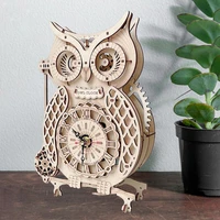 creative diy 3d owl clock wooden model building block kits assembly wooden puzzle toy gift children adult