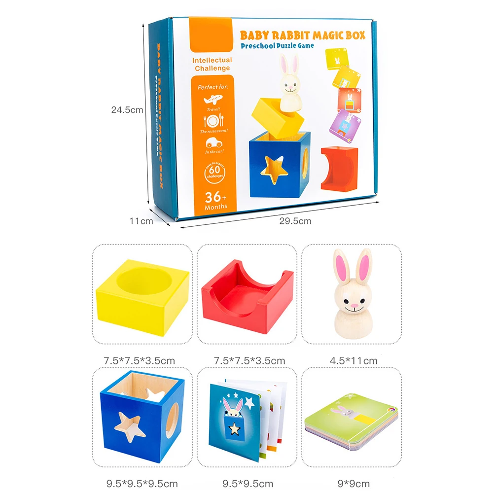 Деревянная коробка с кроликом детские развивающие интеллектуальные игрушки