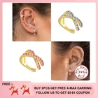 Aide 925 пробы серебряные клипсы для Для женщин уха манжеты для глухих уши красочные микро паве ЧР поддельные из нержавеющей стали, Earcuff
