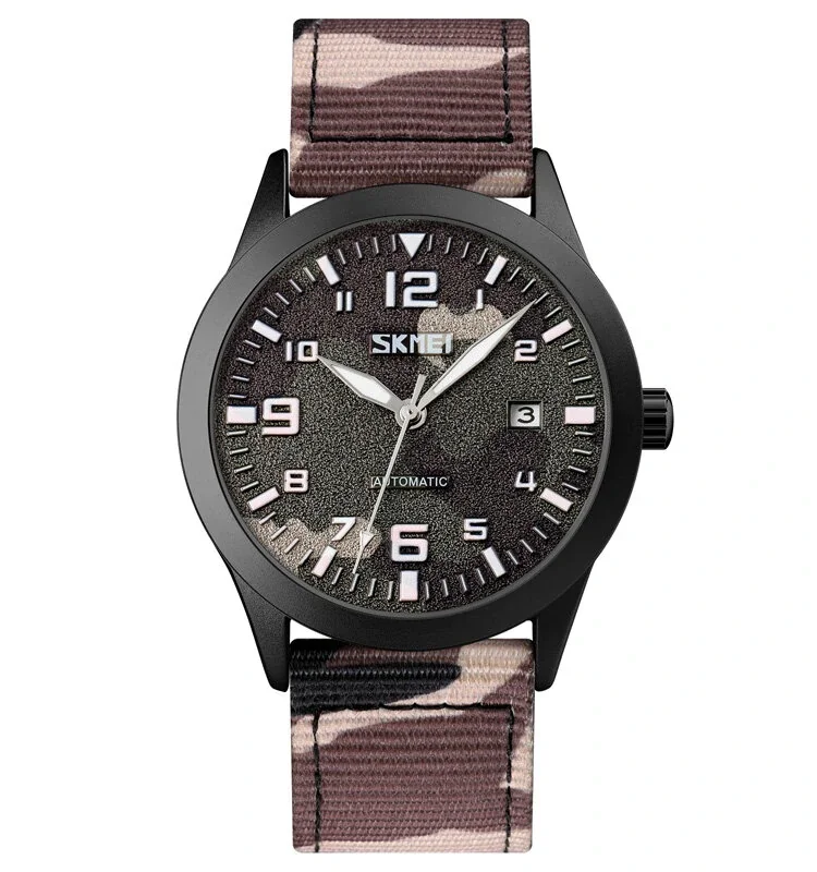 

Elegant Men Watch Luminous Pointer Camouflage Nylon Strap 3ATM Waterproof Men Automatic Mechanical Watch