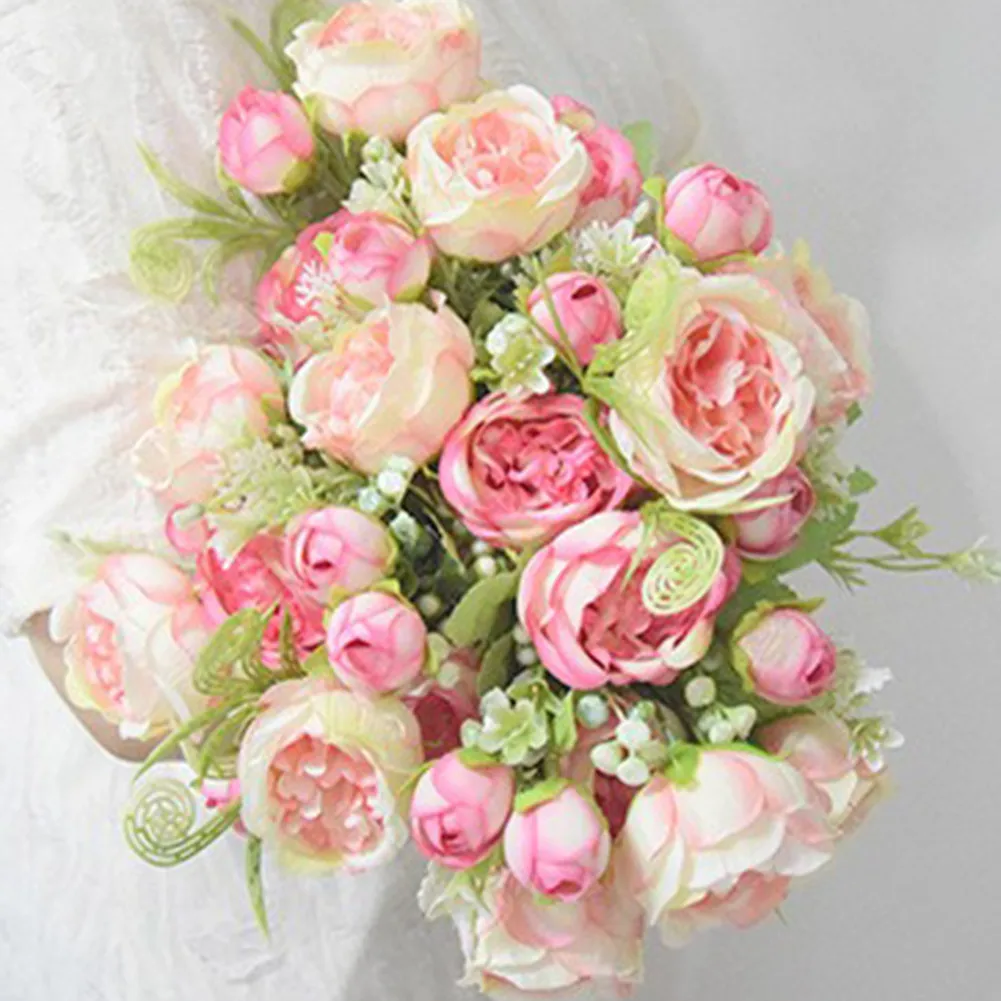 

1 Bunch Silk Rose Artificial Flowers Fake Flowers Bouquet For Wedding Home Party Garden Living Room Decoration