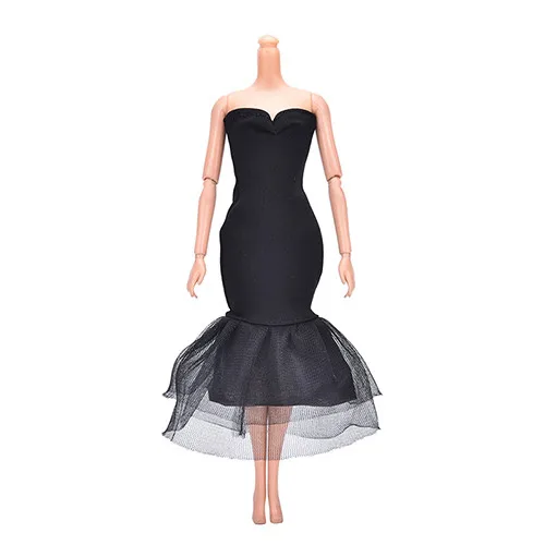 

1pc fashion Elegant Black Doll Mermaid Dresses for Dolls Summer Strapless Party Dress