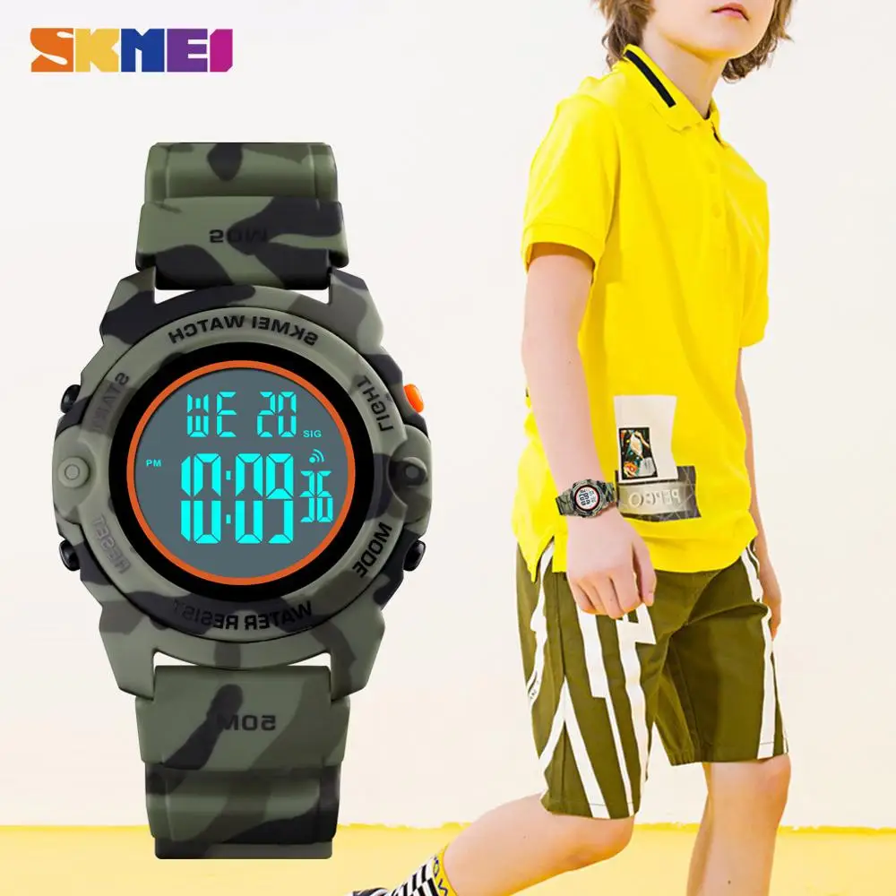 SKMEI 1574 5Bar Waterproof Clock Military Children Digital Wrist Watches Chronograph Calendar Kids Sport Watches For Boys Girls
