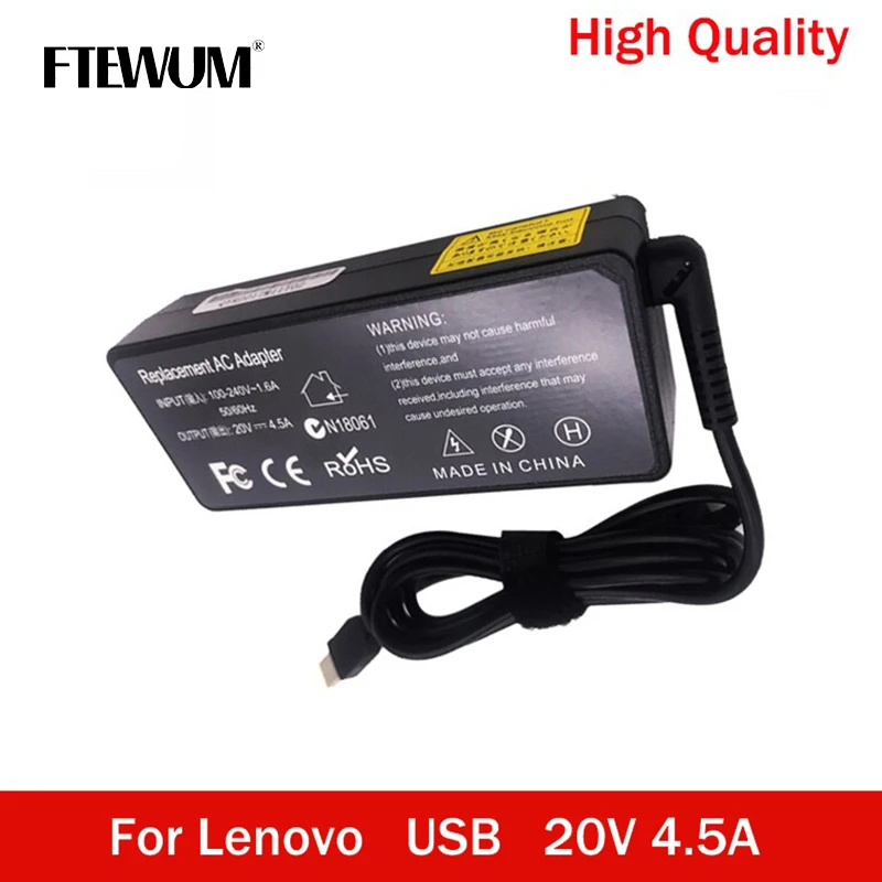 

Laptop Adapter 20V 4.5A 90W USB AC Charger Adapter Power For Lenovo ThinkPad X1 Ultrabook Eraser B40 G50 M4400 M4450 Z50 Z505