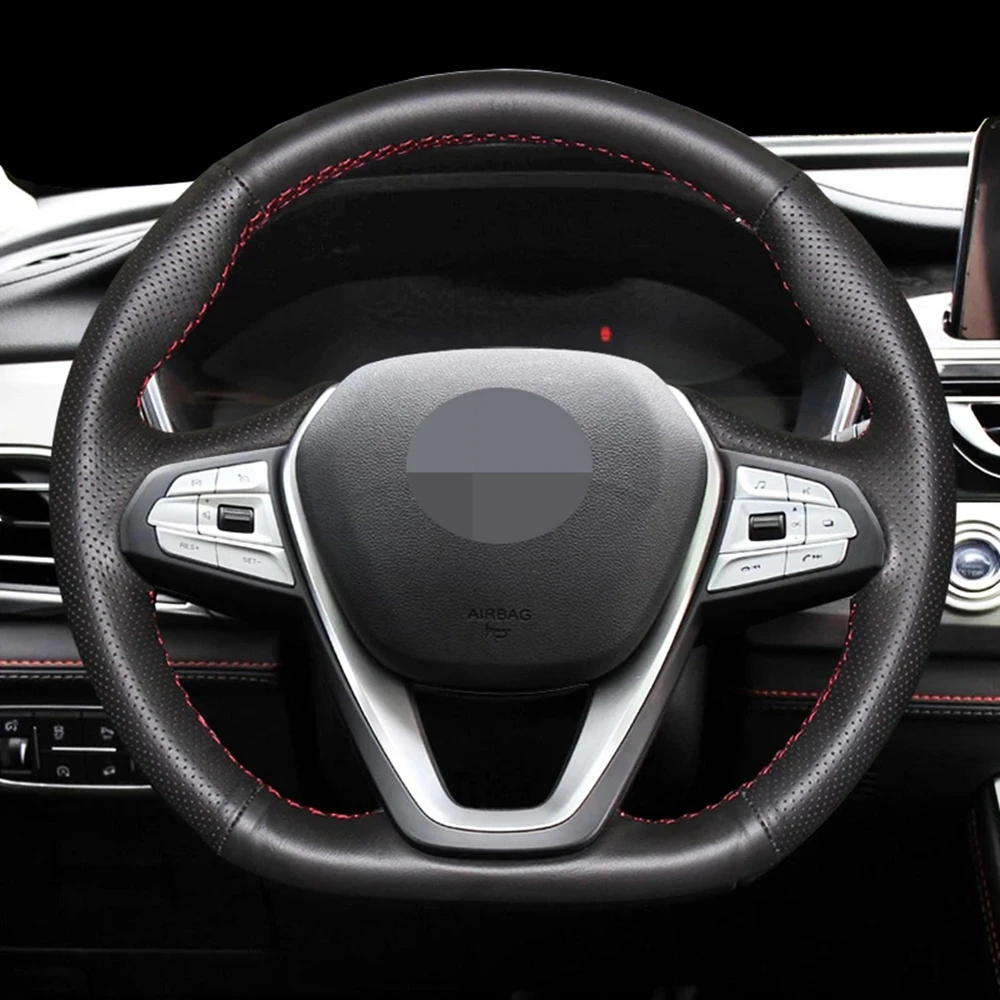 

DIY Black Genuine Leather Non-slip Breathable Car Accessories Steering Wheel Cover For Changan cx70 EADO cs35 Auchan cs15/cs75
