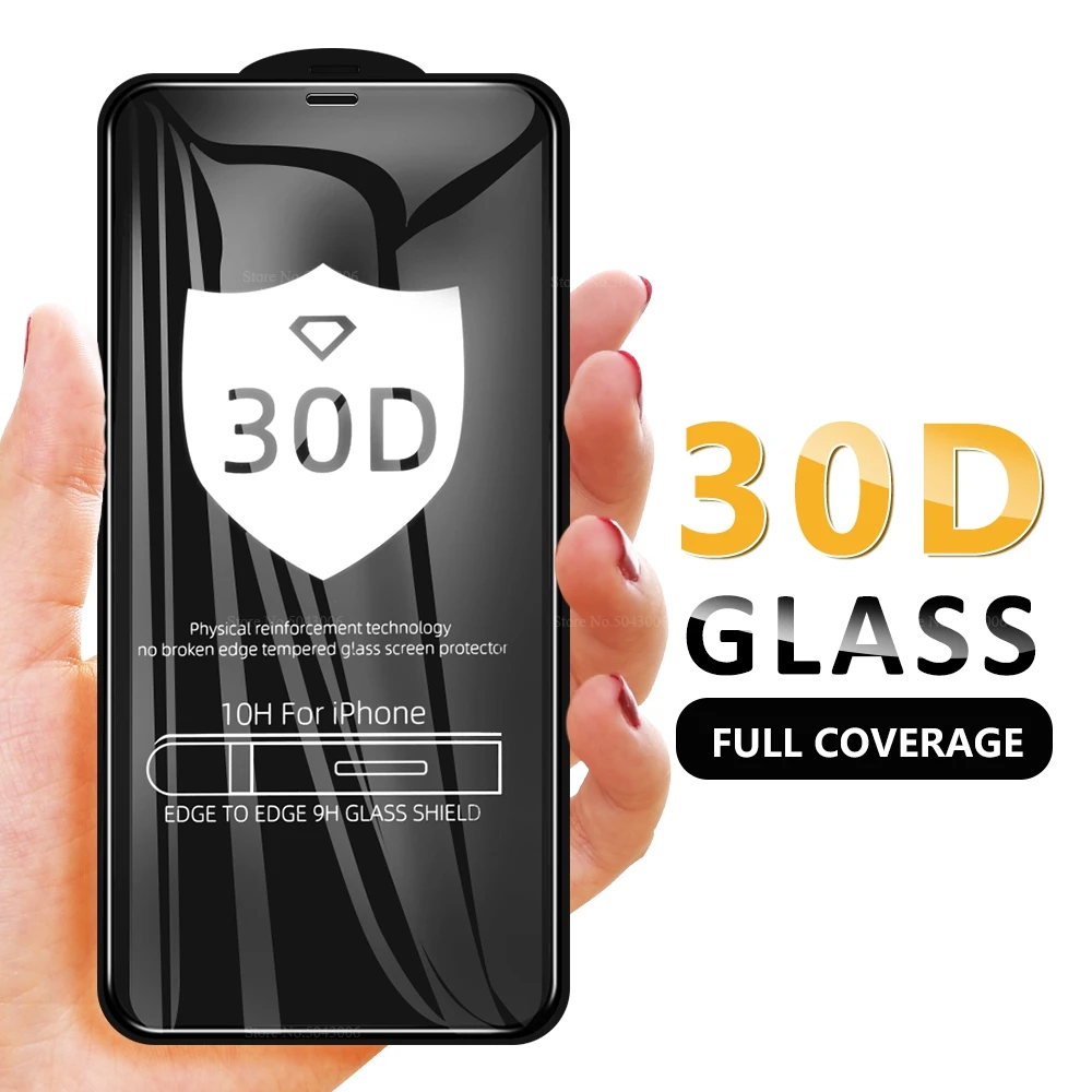 Закаленное стекло 30D с полным покрытием для iPhone 11 Pro Max X XR XS защитная пленка экрана