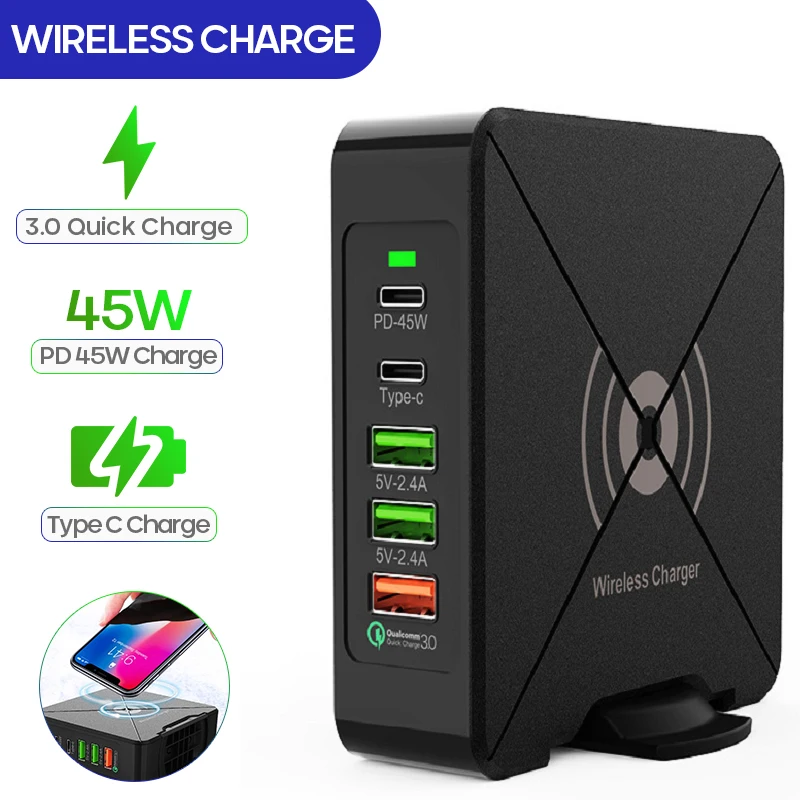 SEC 5-станция зарядного устройства с портом USB HUB дисплея СИД Мульти док-станция для