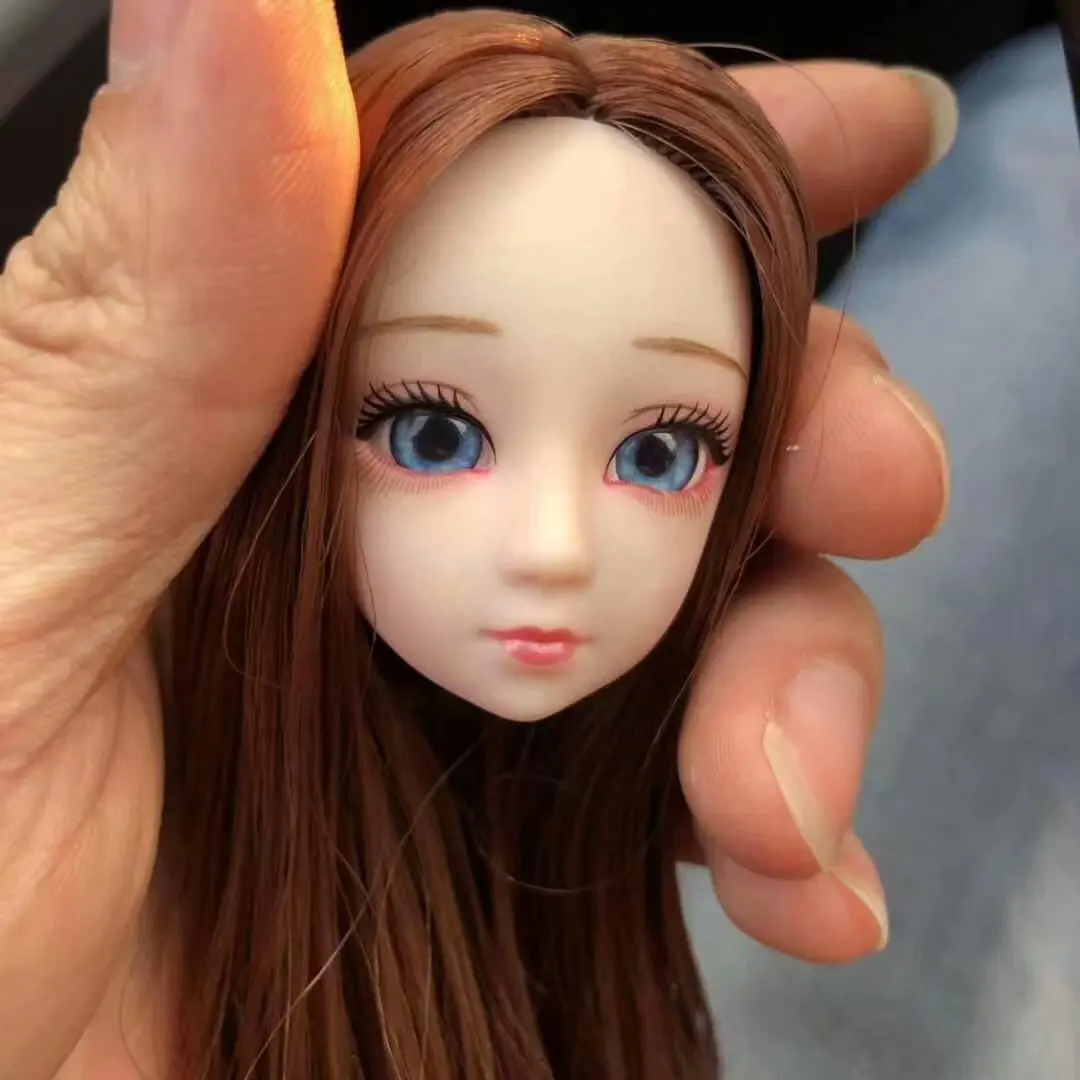 Аксессуары для куклы BJD, голова 3D, голубые и фиолетовые глаза, кудри, прямые волосы, женское обнаженное тело, для 1/6, кукла BJD, подарок для девочки, голова