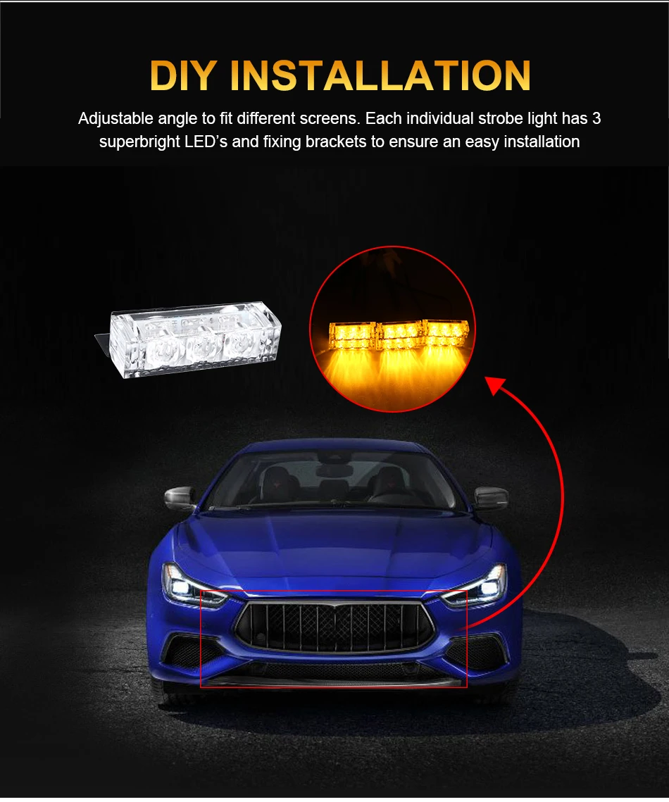 1 комплект Желтый светильник скорой помощи полицейский стробоскоп