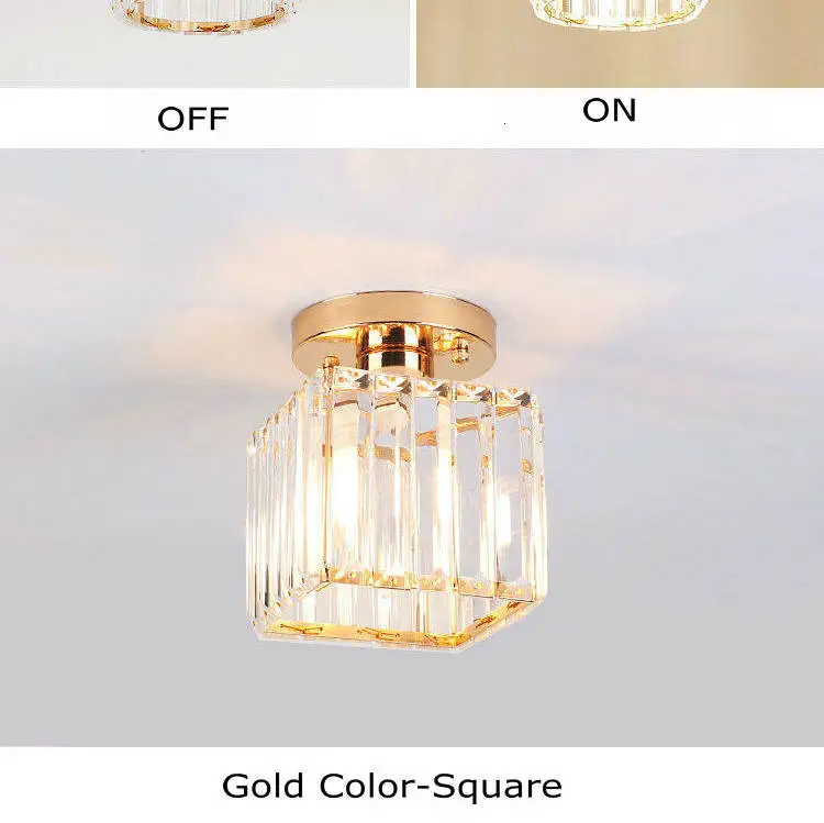 Современный светодиодный потолочный светильник с кристаллами черного и золотого цвета, абажур с кристаллами, E27, для балкона, коридора, входа, заподлицо, потолочный светильник с регулируемой яркостью
