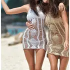 2020 Женская Сексуальная накидка на бикини без рукавов, вязаный купальник, купальный костюм, пляжные платья, жилеты, сарафан, Лидер продаж