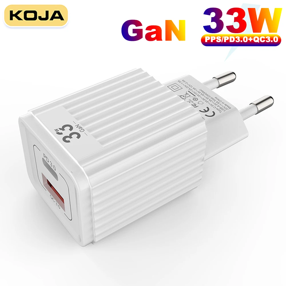 

GaN 33W USB C Charger Quick Charge 3.0 PD3.0 PPS 30W/20W/18W For IPhone 12 13 Samsung Huawei Xiaomi Mobile Phone PD Wall Adapter