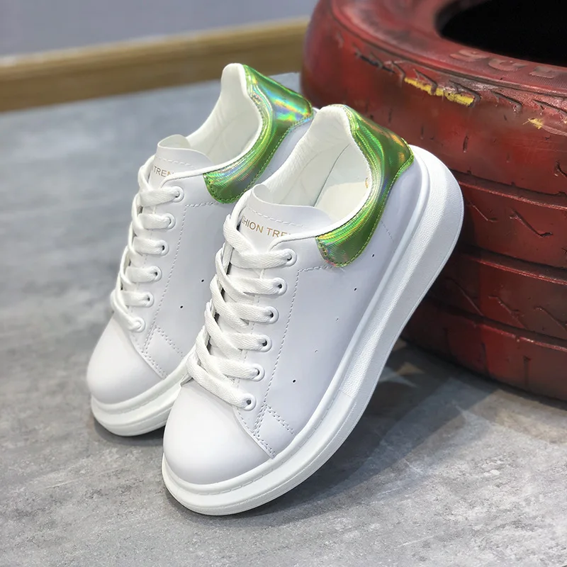 

New Fashion Comfort White Vulcanized Platform Shoes Women Sneakers Leather Shoes Spring Trend Casual Flats Sneakers Female