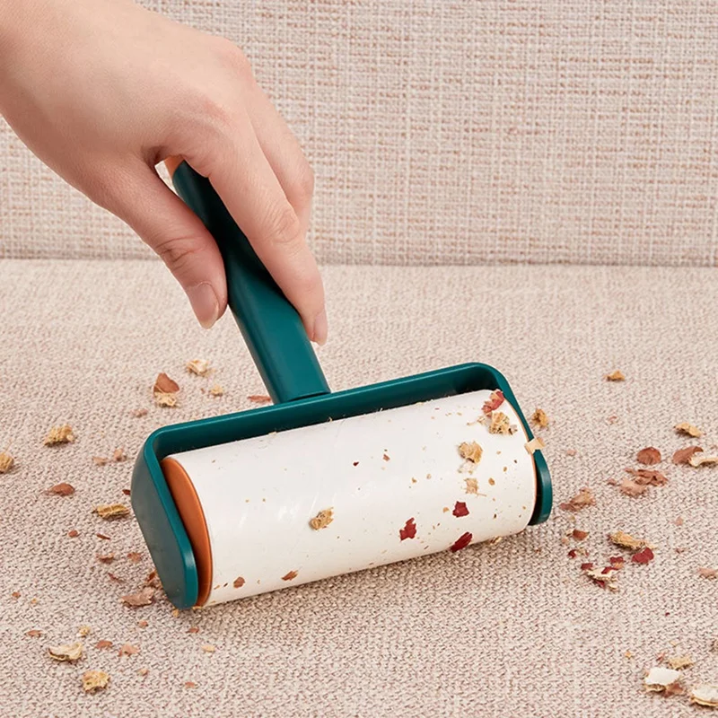 

Double-Sided Pet Hair Sticky Roller Brush with Cover for Dust Removal