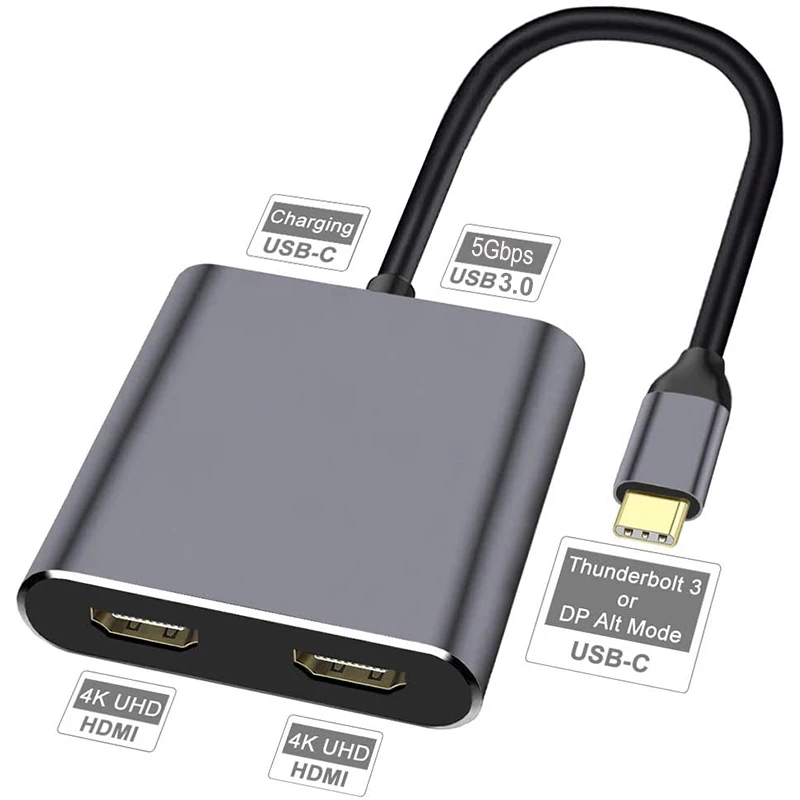 4 в 1 двойной HDMI порт USB C концентратор к Sup s зеркало и расширенный режим с USB3.0 PD