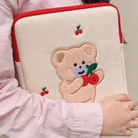 new cute korea cherry bear laptop bag 11 12 13 apple ipad sleeve case bag for macbook air pro 13 15 dell asus acer laptop case