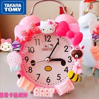 takara tomy fashion cute cartoon hello kitty bedside alarm clock simple creative personality mute childrens alarm