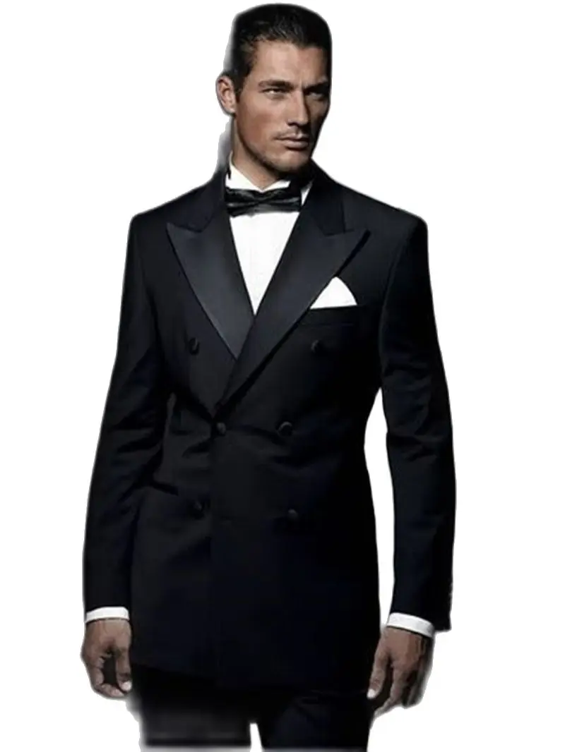 

Смокинги для жениха черные двубортные по индивидуальному заказу 2 шт. приталенные мужские свадебные костюмы для выпускного вечера пиджак + ...