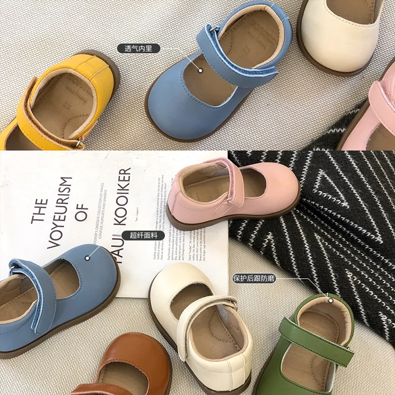 

New Children's Small Leather Shoes Mary Janes Candy Color Kindergarten Girls Flats Single Shoes Casual Shoes 2021 Spring Autumn
