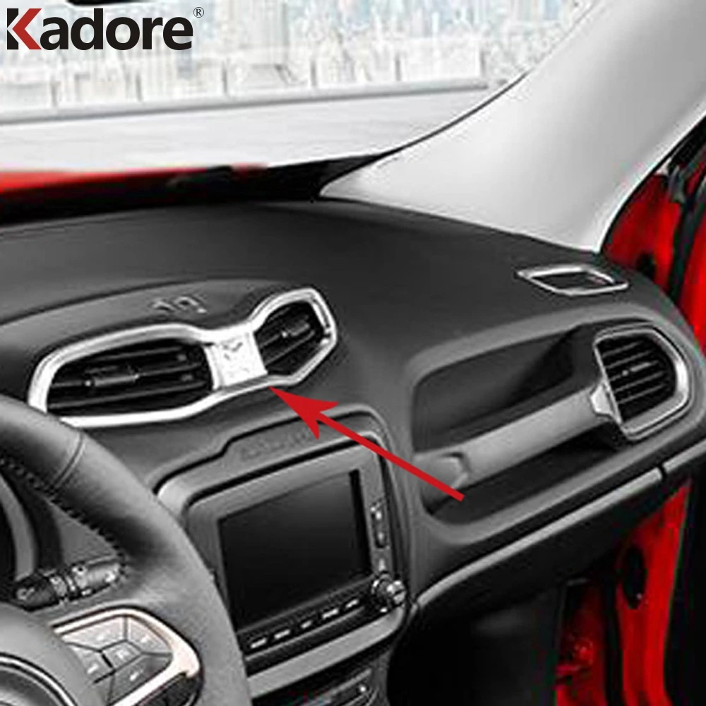 

For Jeep Renegade 2014-2019 ABS Matte Accessories Central Middle Air Conditioning AC Outlet Vent Decoration Stickers Cover Trim