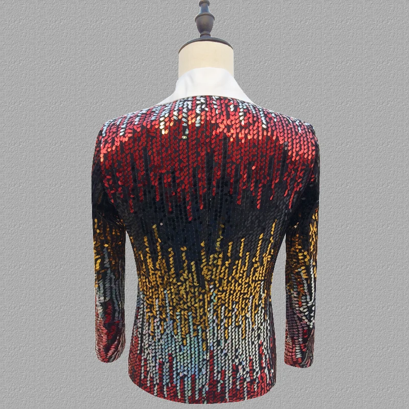 

Personalized Fashion Multicolor Sequin Rhinestone Male Large Size Nighclub Dj Performance Costumes Fashion Men Party Talilcaot