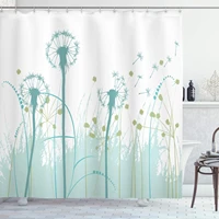 spring floral shower curtains dandelion flowers natural plant simple polyester fabric bathroom decor set with hooks khaki green