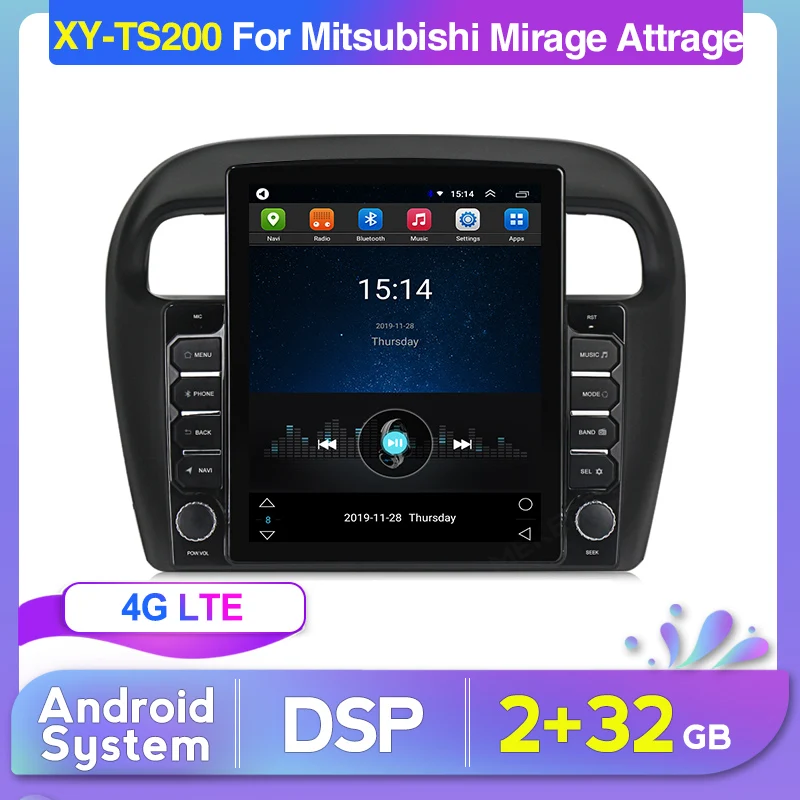 Автомагнитола 2 Гб ОЗУ 32 ПЗУ для Mitsubishi Mirage Attrage 2012- 2018 4G ENT WIFI Android мультимедийный
