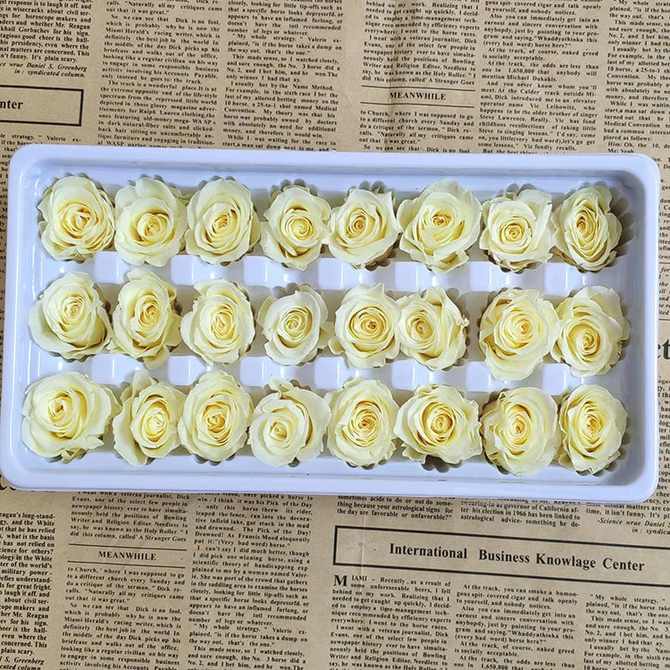 light yellow 1 коробка высокое качество "Законсервированные" Цветы бессмертный «Розочка» для детей от 2-3 см в диаметре, подарок на день матери, вечная жизнь цветок Материал подарочная коробка - Цвет: light yellow