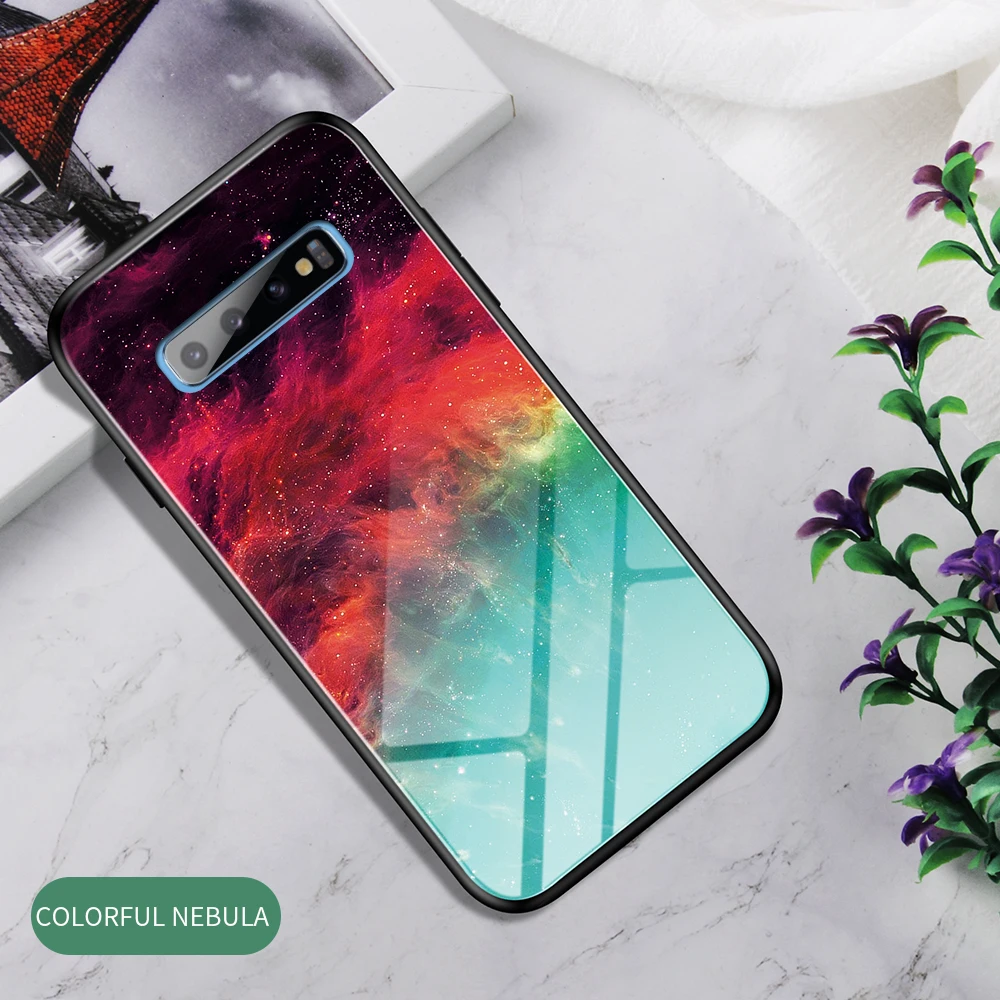 B Чехол для телефона samsung Galaxy S10 случае samsung S10e Мрамор закаленное Стекло Силиконовые Рама задняя крышка для samsung S10 плюс случаях - Цвет: B
