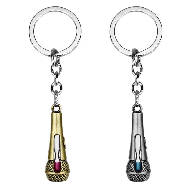 High Quality New Hourglass Metal Keychain Creative Music Gifts Key Chain Ring Microphone Keychains Fashion | Украшения и