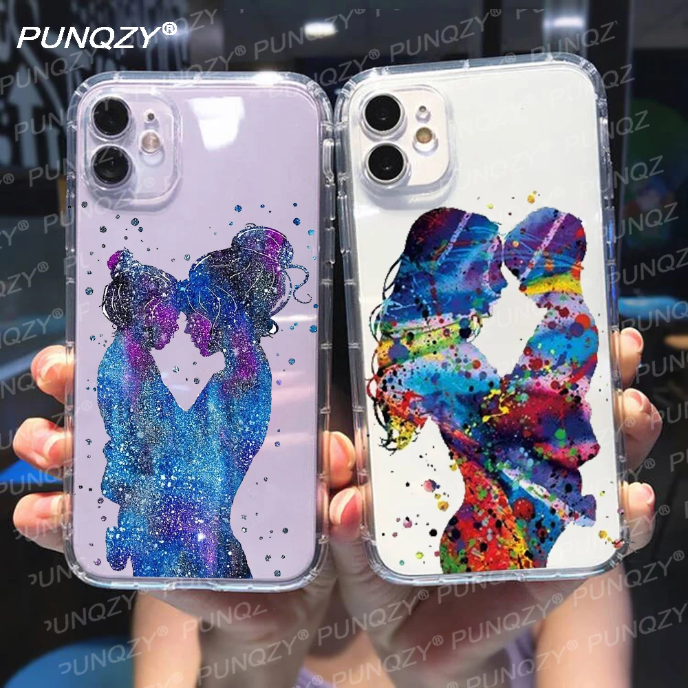 Чехол PUNQZY для телефона мама девочка Мальчик и iPhone 13 PRO MAX 12 11 XR 7 6 8 Plus X прозрачный
