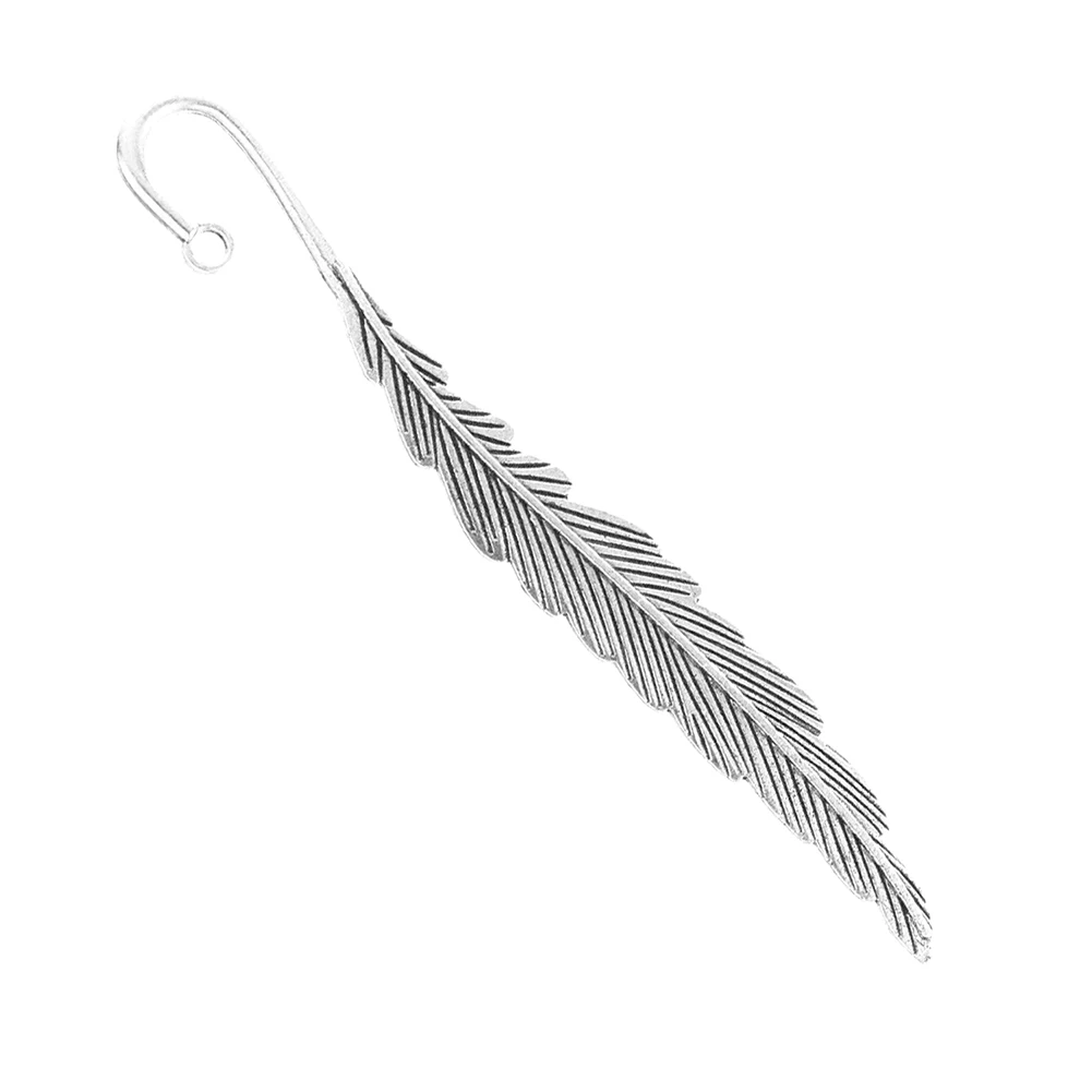 

10 Pcs Vintage Metal Feather Bookmarks Alloy Feather Shape Book Markers SP99