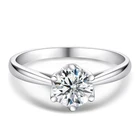 Классическое кольцо с бриллиантом Муассанит с 6 зубцами 1 карат Женское Обручальное кольцо из стерлингового серебра 925 пробы обручальное кольцо с муассанитом