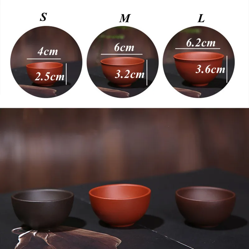

2Pcs/Set Yixing Raw Ore Purple Clay Teacups Handmade Ceramic Tea Cup Chinese Kung Fu Drinkware Small Tea Bowl Office Water Mug