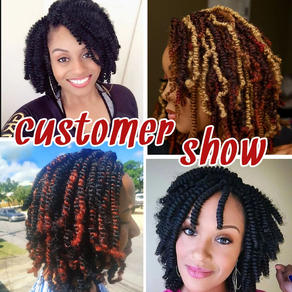 

8Inch Ombre Spring Twist Hair Crochet Braids Passion Twist Synthetic Pre-Twist Crochet Hair Extensions 30 Roots Bomb Twist